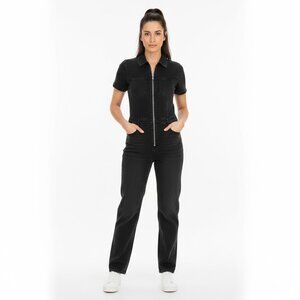 MNG Mango black denim retro jumpsuit